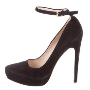 PRADA Suede Semi Pointed-Toe Pumps Size: 8.5
